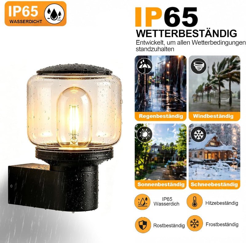 Homefire LED Wandleuchte Innen & Aussen - Wandbeleuchtung E27 Terrassenbeleuchtung IP65 Wandlampe Hauswand AußEnlampe Wand Outdoor Wall AußEnleuchte Balkon Schlafzimmer MAX.40W ohne Leuchtmittel - Homefire