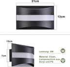 Homefire LED Wandleuchte Innen Schwarz - Wandlampe Up and Down Leuchten 5W 3000K Warmweiß Wandleuchten Industrial Treppenhaus Beleuchtung Aus Metall+Acryl Wandbeleuchtung für Flur Schlafzimmer Küche - Homefire