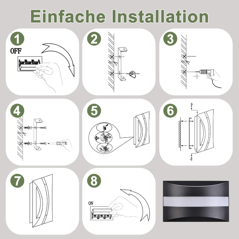 Homefire LED Wandleuchte Innen Schwarz - Wandlampe Up and Down Leuchten 5W 3000K Warmweiß Wandleuchten Industrial Treppenhaus Beleuchtung Aus Metall+Acryl Wandbeleuchtung für Flur Schlafzimmer Küche - Homefire