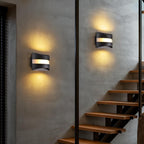 Homefire LED Wandleuchte Innen Schwarz - Wandlampe Up and Down Leuchten 5W 3000K Warmweiß Wandleuchten Industrial Treppenhaus Beleuchtung Aus Metall+Acryl Wandbeleuchtung für Flur Schlafzimmer Küche - Homefire