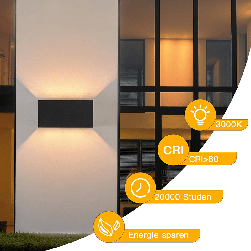 Homefire LED Wandleuchte Innen Wandlampe - 2ER Außenwandleuchten Schwarz Wandbeleuchtung Aussen Aussenlampe Up Down IP65 Außenlampe 3000K Warmweiß Ausenbeleutung G9 für Hauswand Treppenhaus Flur [Energieklasse F] - Homefire