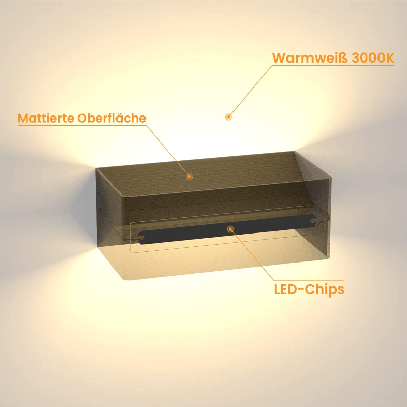 Homefire LED Wandleuchte Innen Wandlampe - 5W Wandbeleuchtung Schwarz Wandstrahler Up Down Flurlampe Wand Treppenlampe Einstellbarer Strahl 3000K Warmweiß für Schlafzimmer Treppenhaus Flur Wohnzimmer [Energieklasse F] - Homefire