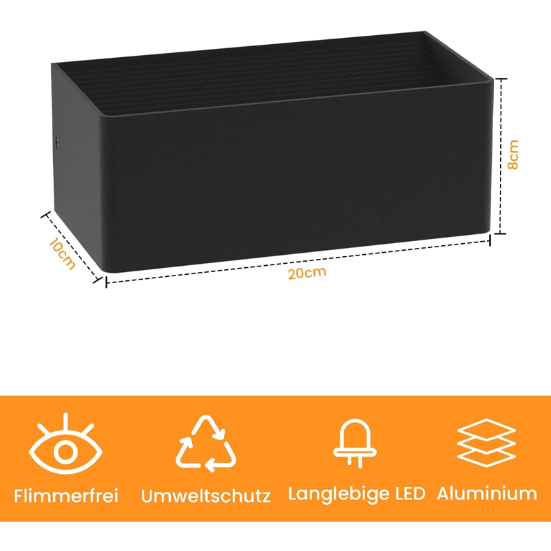 Homefire LED Wandleuchte Innen Wandlampe - 5W Wandbeleuchtung Schwarz Wandstrahler Up Down Flurlampe Wand Treppenlampe Einstellbarer Strahl 3000K Warmweiß für Schlafzimmer Treppenhaus Flur Wohnzimmer [Energieklasse F] - Homefire