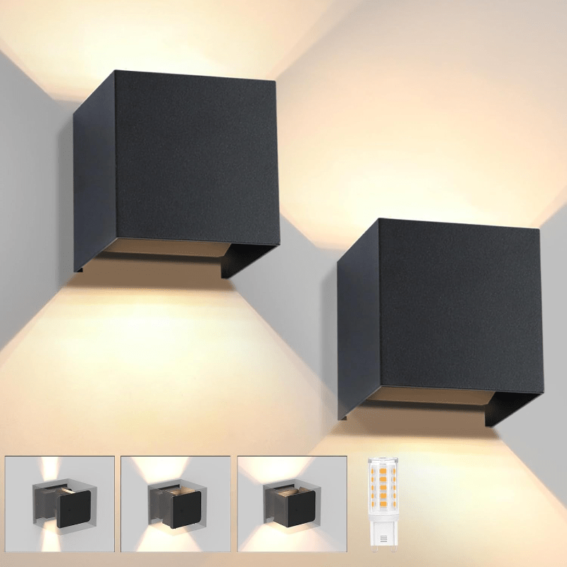 Homefire LED Wandleuchte innen Wandlampe aussen: 2er Set Außenwandleuchte Schwarz Up Down Aussenlampe Wand mit austauschbarer G9 IP65 Außenleuchte Außenlampe 3000K Aussen Wandbeleuchtung für Hauswand [Energieklasse F] - Homefire