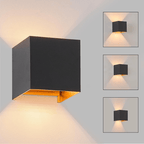 Homefire LED Wandleuchte Innen Wandlampe - Aussenlampe Schwarz Gold Wandbeleuchtung Aussen Außenwandleuchte Up Down IP65 Wandstrahler 3000K Warmweiß Außenlampe G9 für Hauswand Treppenhaus Flur Garten [Energieklasse F] - Homefire