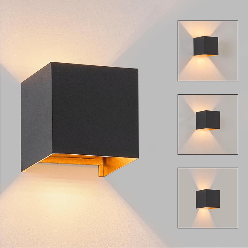 Homefire LED Wandleuchte Innen Wandlampe - Aussenlampe Schwarz Gold Wandbeleuchtung Aussen Außenwandleuchte Up Down IP65 Wandstrahler 3000K Warmweiß Außenlampe G9 für Hauswand Treppenhaus Flur Garten [Energieklasse F] - Homefire
