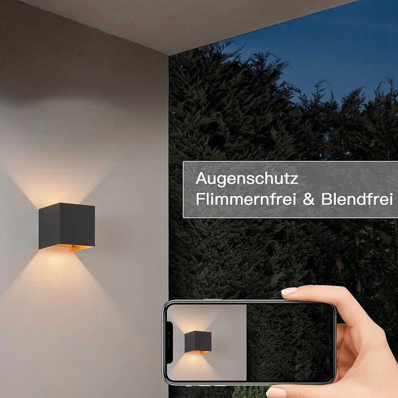 Homefire LED Wandleuchte Innen Wandlampe - Aussenlampe Schwarz Gold Wandbeleuchtung Aussen Außenwandleuchte Up Down IP65 Wandstrahler 3000K Warmweiß Außenlampe G9 für Hauswand Treppenhaus Flur Garten [Energieklasse F] - Homefire
