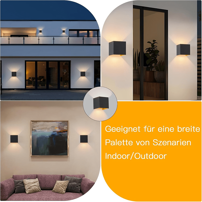 Homefire LED Wandleuchte Innen Wandlampe - Aussenlampe Schwarz Gold Wandbeleuchtung Aussen Außenwandleuchte Up Down IP65 Wandstrahler 3000K Warmweiß Außenlampe G9 für Hauswand Treppenhaus Flur Garten [Energieklasse F] - Homefire