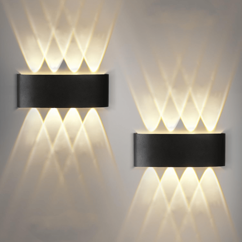 Homefire LED Wandleuchte Innen Wandlampe - Aussenlampe Schwarz Wandbeleuchtung Aussen 7W Außenlampe IP54 Außenleuchte Up Down Wandstrahler 3000K Warmweiß Außenwandleuchte für Hauswand Garten Flur [Energieklasse E] - Homefire