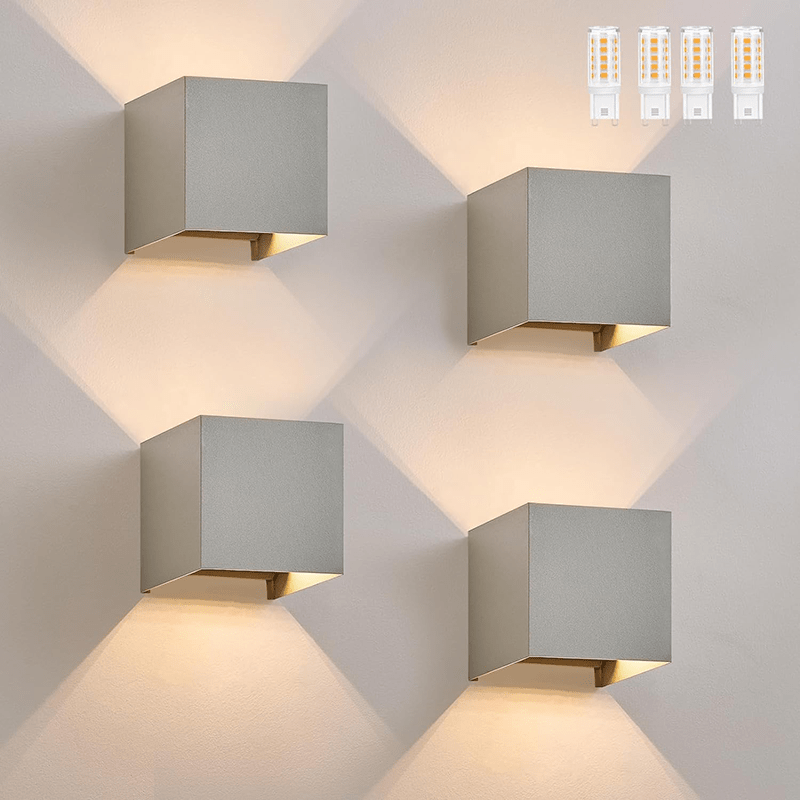 Homefire LED Wandleuchte Innen Wandlampe - Wandbeleuchtung Aussen G9 Aussenlampe Grau Außenlampe Up Down Außenbeleuchtung IP65 Außenwandleuchte 3000K Warmweiß für Hauswand Treppenhaus Garten Flur [Energieklasse F] - Homefire