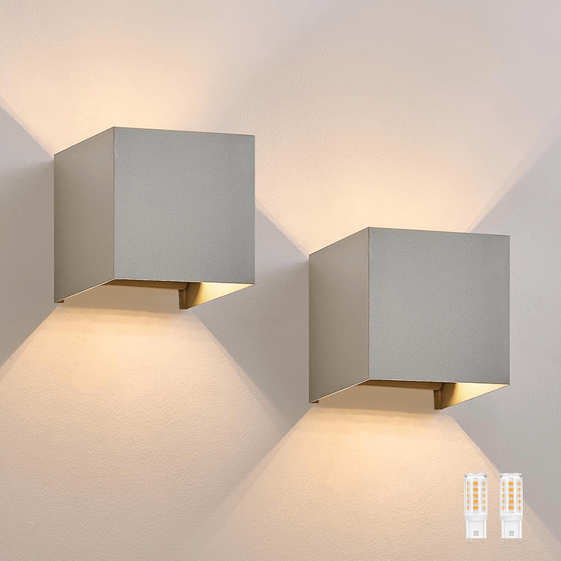 Homefire LED Wandleuchte Innen Wandlampe - Wandbeleuchtung Aussen G9 Aussenlampe Grau Außenlampe Up Down Außenbeleuchtung IP65 Außenwandleuchte 3000K Warmweiß für Hauswand Treppenhaus Garten Flur [Energieklasse F] - Homefire