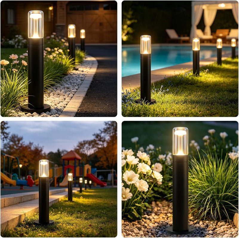 Homefire LED Wegeleuchte Außen Wegelampe - Pollerleuchte Glas IP65 Wetterfest 40cm Gartenleuchte Schwarz 10W Warmweiß Wegbeleuchtung Außenleuchte für Garten Rasen Hof Weg Terrasse Balkon Deko - Homefire