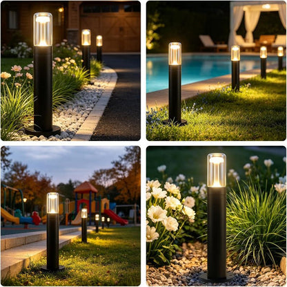 Homefire LED Wegeleuchte Außen Wegelampe - Pollerleuchte Glas IP65 Wetterfest 40cm Gartenleuchte Schwarz 10W Warmweiß Wegbeleuchtung Außenleuchte für Garten Rasen Hof Weg Terrasse Balkon Deko - Homefire