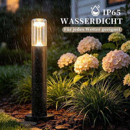 Homefire LED Wegeleuchte Außen Wegelampe - Pollerleuchte Glas IP65 Wetterfest 40cm Gartenleuchte Schwarz 10W Warmweiß Wegbeleuchtung Außenleuchte für Garten Rasen Hof Weg Terrasse Balkon Deko - Homefire