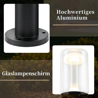Homefire LED Wegeleuchte Außen Wegelampe - Pollerleuchte Glas IP65 Wetterfest 40cm Gartenleuchte Schwarz 10W Warmweiß Wegbeleuchtung Außenleuchte für Garten Rasen Hof Weg Terrasse Balkon Deko - Homefire