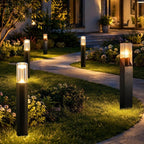 Homefire LED Wegeleuchte Außen Wegelampe - Pollerleuchte Glas IP65 Wetterfest 40cm Gartenleuchte Schwarz 10W Warmweiß Wegbeleuchtung Außenleuchte für Garten Rasen Hof Weg Terrasse Balkon Deko - Homefire