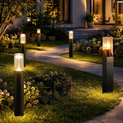 Homefire LED Wegeleuchte Außen Wegelampe - Pollerleuchte Glas IP65 Wetterfest 40cm Gartenleuchte Schwarz 10W Warmweiß Wegbeleuchtung Außenleuchte für Garten Rasen Hof Weg Terrasse Balkon Deko - Homefire