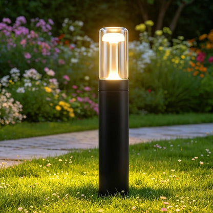 Homefire LED Wegeleuchte Außen Wegelampe - Pollerleuchte Glas IP65 Wetterfest 40cm Gartenleuchte Schwarz 10W Warmweiß Wegbeleuchtung Außenleuchte für Garten Rasen Hof Weg Terrasse Balkon Deko - Homefire