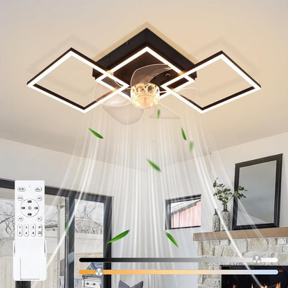 Homefire Moderne Deckenlampe mit Ventilator 68cm - Deckenventilator mit Beleuchtung 6-Gang LED Deckenventilatoren mit Licht Dimmbar mit Fernbedienung Timer für Wohnzimmer Esszimmer - Homefire