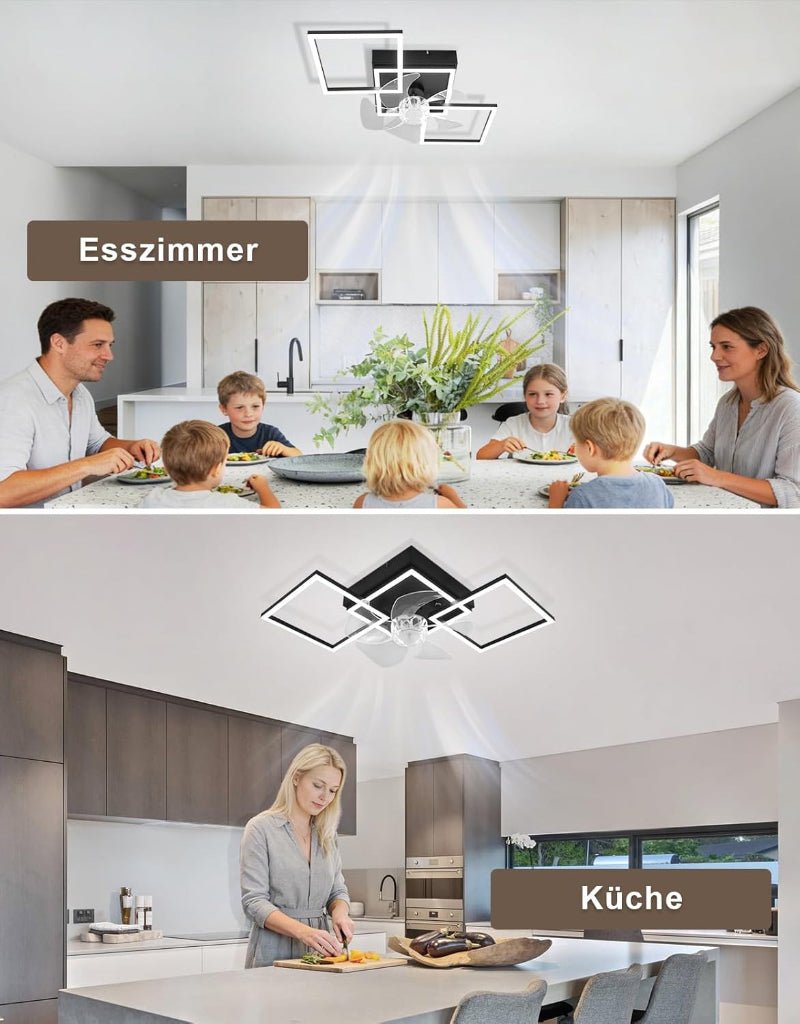 Homefire Moderne Deckenlampe mit Ventilator 68cm - Deckenventilator mit Beleuchtung 6-Gang LED Deckenventilatoren mit Licht Dimmbar mit Fernbedienung Timer für Wohnzimmer Esszimmer - Homefire