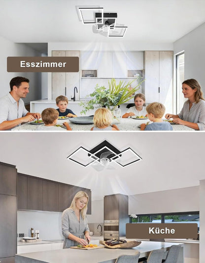 Homefire Moderne Deckenlampe mit Ventilator 68cm - Deckenventilator mit Beleuchtung 6-Gang LED Deckenventilatoren mit Licht Dimmbar mit Fernbedienung Timer für Wohnzimmer Esszimmer - Homefire
