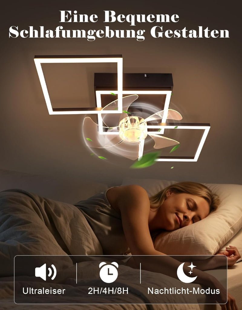 Homefire Moderne Deckenlampe mit Ventilator 68cm - Deckenventilator mit Beleuchtung 6-Gang LED Deckenventilatoren mit Licht Dimmbar mit Fernbedienung Timer für Wohnzimmer Esszimmer - Homefire