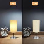Homefire Nachttischlampe Touch Dimmbar 2er - Tischlampe E27 USB Ladefunktion Wohnzimmer Chrom mit Stoff Lampenschirm für Schlafzimmer Wohnzimmer Nachttisch Schreibtisch Leuchtmittel nicht enthalten [Energieklasse G] - Homefire