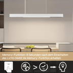 Homefire Pendelleuchte Esstisch Dimmbar Hängelampe: Modern Pendellampe Linear Design Hängeleuchte LED 107 CM mit Fernbedienung Weiß Esszimmerlampe Lang Esstischlampe für Büro Esszimmer Küche [Energieklasse F] - Homefire