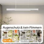 Homefire Pendelleuchte Esstisch Dimmbar Hängelampe: Modern Pendellampe Linear Design Hängeleuchte LED 107 CM mit Fernbedienung Weiß Esszimmerlampe Lang Esstischlampe für Büro Esszimmer Küche [Energieklasse F] - Homefire