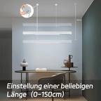 Homefire Pendelleuchte Esstisch Dimmbar Hängelampe: Modern Pendellampe Linear Design Hängeleuchte LED 107 CM mit Fernbedienung Weiß Esszimmerlampe Lang Esstischlampe für Büro Esszimmer Küche [Energieklasse F] - Homefire