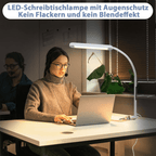 Homefire Schreibtischlampe LED Dimmbar - Klemmbar Tischlampe mit Stecker Bürolampe Tageslichtlampe Weiß 5 Farbtemperatur-Helligkeitsstufen 11W Flexibel Arbeitsplatzleuchte mit Nachtlicht Timerfunktion - Homefire