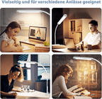 Homefire Schreibtischlampe LED Dimmbar - Klemmbar Tischlampe mit Stecker Bürolampe Tageslichtlampe Weiß 5 Farbtemperatur-Helligkeitsstufen 11W Flexibel Arbeitsplatzleuchte mit Nachtlicht Timerfunktion - Homefire