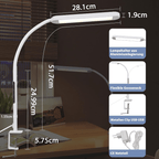 Homefire Schreibtischlampe LED Dimmbar - Klemmbar Tischlampe mit Stecker Bürolampe Tageslichtlampe Weiß 5 Farbtemperatur-Helligkeitsstufen 11W Flexibel Arbeitsplatzleuchte mit Nachtlicht Timerfunktion - Homefire