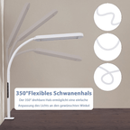 Homefire Schreibtischlampe LED Dimmbar - Klemmbar Tischlampe mit Stecker Bürolampe Tageslichtlampe Weiß 5 Farbtemperatur-Helligkeitsstufen 11W Flexibel Arbeitsplatzleuchte mit Nachtlicht Timerfunktion - Homefire