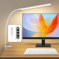 Homefire Schreibtischlampe LED Dimmbar - Klemmbar Tischlampe mit Stecker Bürolampe Tageslichtlampe Weiß 5 Farbtemperatur-Helligkeitsstufen 11W Flexibel Arbeitsplatzleuchte mit Nachtlicht Timerfunktion - Homefire