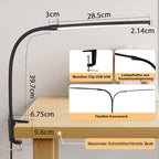 Homefire Schreibtischlampe LED Klemmbar Dimmbare: Schwarz Schreibtischlampen 3 Farben 5 Helligkeitsstufen 5W Flexibel Klemmleuchte Tischlampe Augenschutz Tageslichtlampe für Büro Arbeitszimmer [Energieklasse E] - Homefire