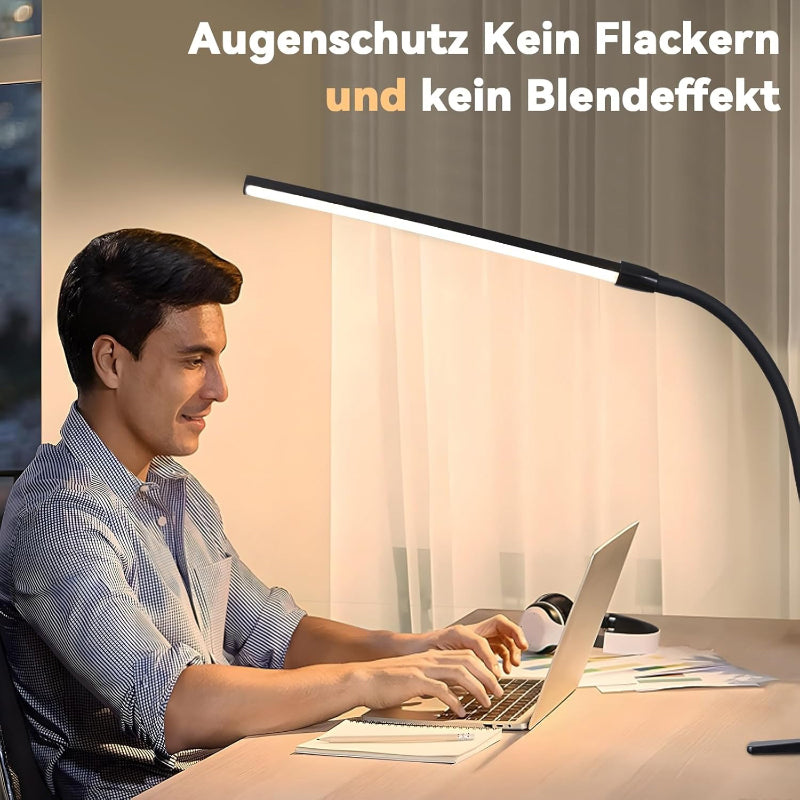 Homefire Schreibtischlampe LED Klemmbar Dimmbare: Schwarz Schreibtischlampen 3 Farben 5 Helligkeitsstufen 5W Flexibel Klemmleuchte Tischlampe Augenschutz Tageslichtlampe für Büro Arbeitszimmer [Energieklasse E] - Homefire