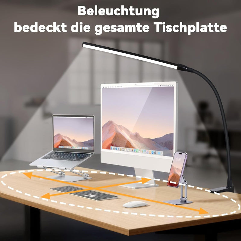 Homefire Schreibtischlampe LED Klemmbar Dimmbare: Schwarz Schreibtischlampen 3 Farben 5 Helligkeitsstufen 5W Flexibel Klemmleuchte Tischlampe Augenschutz Tageslichtlampe für Büro Arbeitszimmer [Energieklasse E] - Homefire