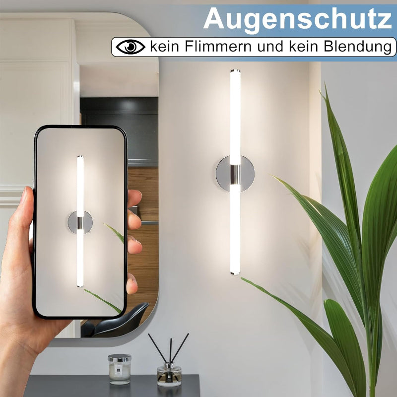 Homefire Spiegellampe Bad Spiegelleuchte LED - 60CM Badezimmer 8W Badleuchte Wand Wasserdicht IP44 Badezimmer Wandlampe Chrom Modern 4000K Neutralweiß Badlampe für Badschrank Hotel Küche - Homefire