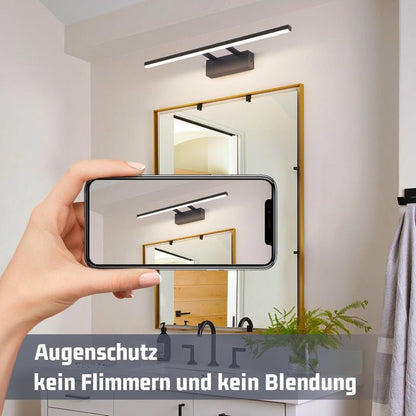 Homefire Spiegellampe LED Spiegelleuchte Bad - 60CM Badezimmer Wandleuchte Schwarz Spiegelleuchten Modern 4000K Neutralweiß Badlampe Flur Wandleuchte für Büro Küche Spiegelschrank [Energieklasse F] - Homefire