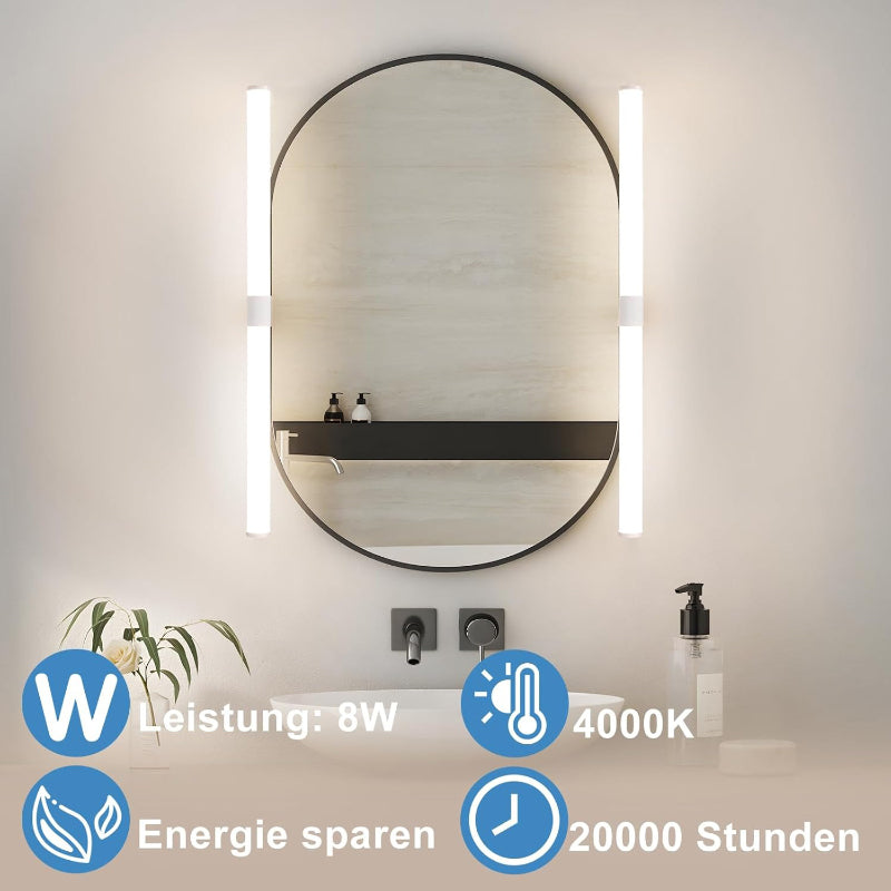 Homefire Spiegellampe LED Spiegelleuchte Bad - Badezimmer Spiegel Beleuchtung Klemmbar 60CM Badleuchte Wasserdicht IP44 Badlampe Modern Neutralweiß 4000K Weiß für Badschrank Spiegelschrank - Homefire