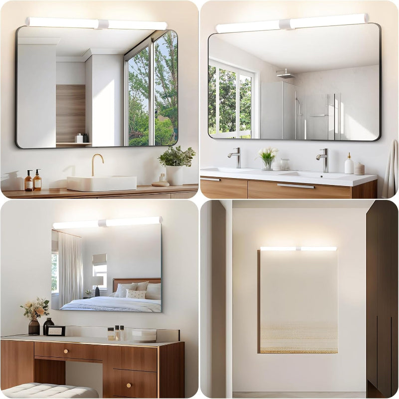 Homefire Spiegellampe LED Spiegelleuchte Bad - Badezimmer Spiegel Beleuchtung Klemmbar 60CM Badleuchte Wasserdicht IP44 Badlampe Modern Neutralweiß 4000K Weiß für Badschrank Spiegelschrank - Homefire