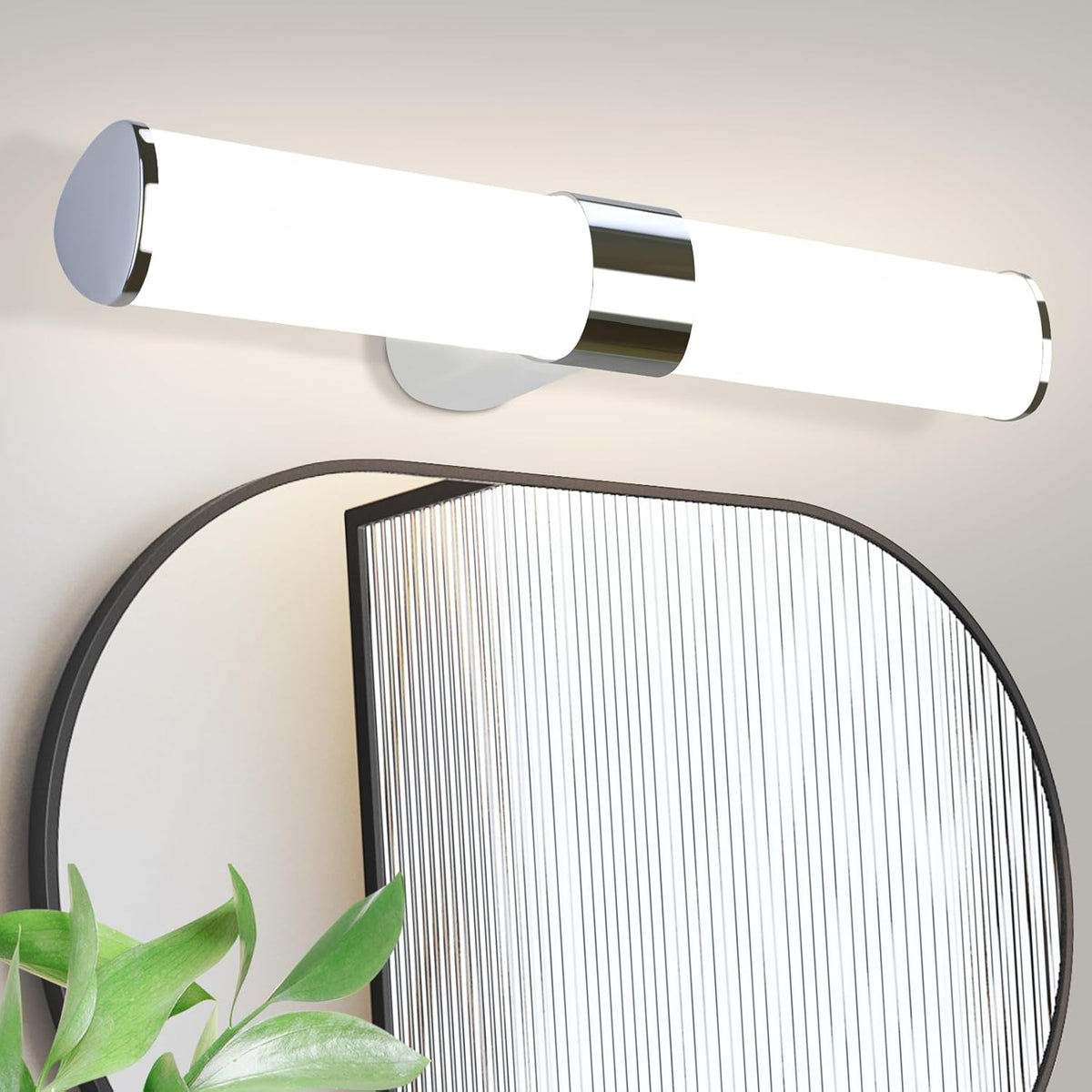 Homefire Spiegelleuchte Bad Led Wandlampe - 8W 40cm Badezimmer Spiegel Lampe Neutralweiße Lichtfarbe 4000K Wandleuchte Chrom Badlampe Spiegelschrank Beleuchtung - Homefire