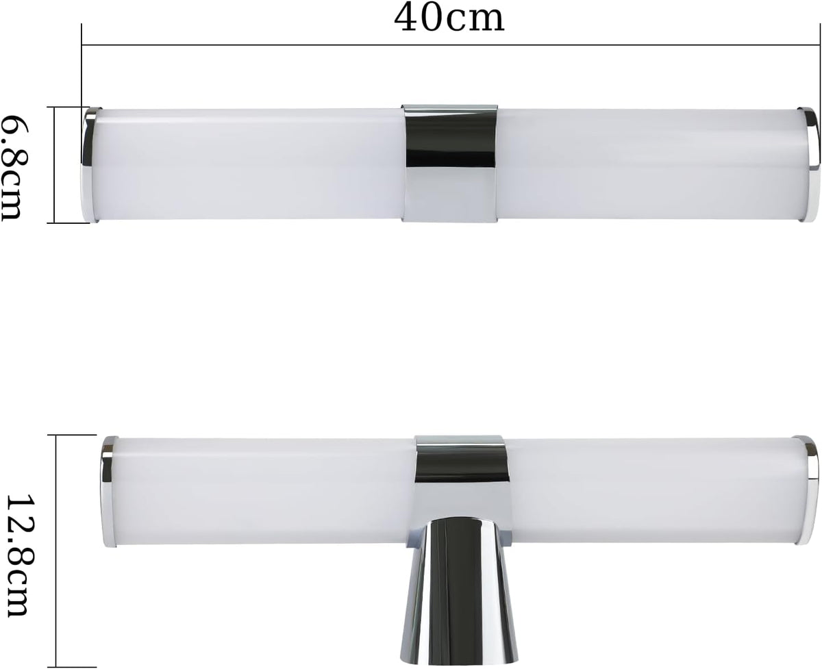 Homefire Spiegelleuchte Bad Led Wandlampe - 8W 40cm Badezimmer Spiegel Lampe Neutralweiße Lichtfarbe 4000K Wandleuchte Chrom Badlampe Spiegelschrank Beleuchtung - Homefire