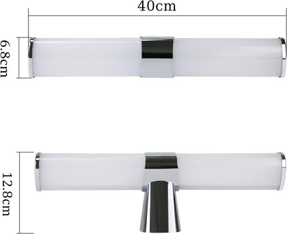 Homefire Spiegelleuchte Bad Led Wandlampe - 8W 40cm Badezimmer Spiegel Lampe Neutralweiße Lichtfarbe 4000K Wandleuchte Chrom Badlampe Spiegelschrank Beleuchtung - Homefire
