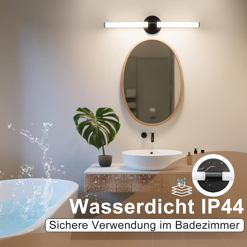 Homefire Spiegelleuchte LED Bad Schwarz - Spiegellampe Badezimmer 60CM Badleuchte Wand 8W Wasserdicht IP44 Wandleuchte Modern Neutralweiß 4000K Wandlampe Schwarz für Flur Schlafzimmer Büro - Homefire