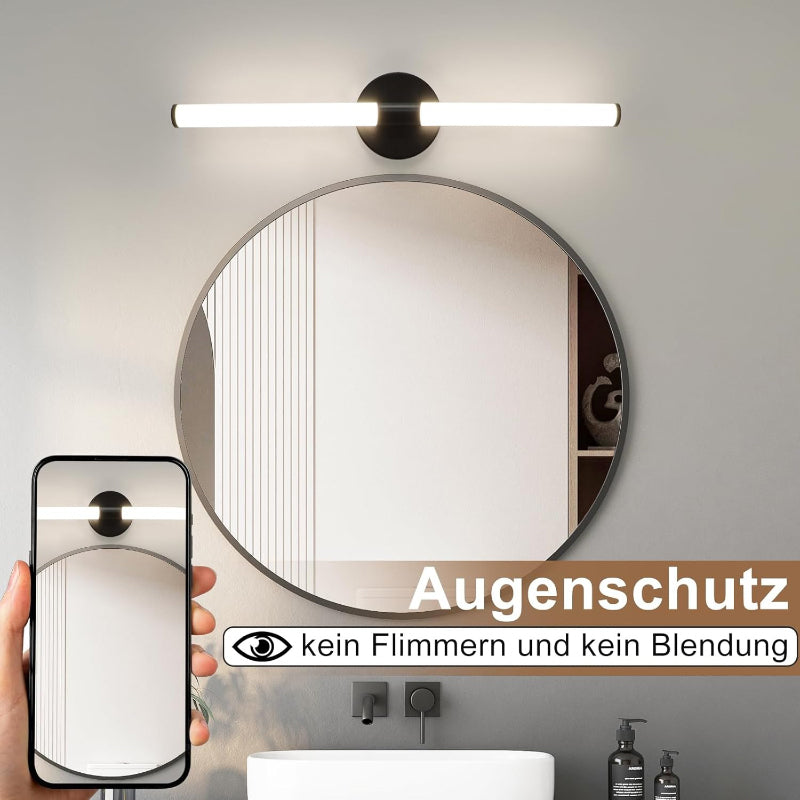 Homefire Spiegelleuchte LED Bad Schwarz - Spiegellampe Badezimmer 60CM Badleuchte Wand 8W Wasserdicht IP44 Wandleuchte Modern Neutralweiß 4000K Wandlampe Schwarz für Flur Schlafzimmer Büro - Homefire