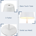 Homefire Tischlampe Kabellos Akku LED Tischleuchte - Nachttischlampe Touch Outdoor Dimmbar Schreibtischlampe IP54 Tisch Bettleuchte USB Aufladbar Weiß für Schreibtisch Nachttisch Schlafzimmer - Homefire