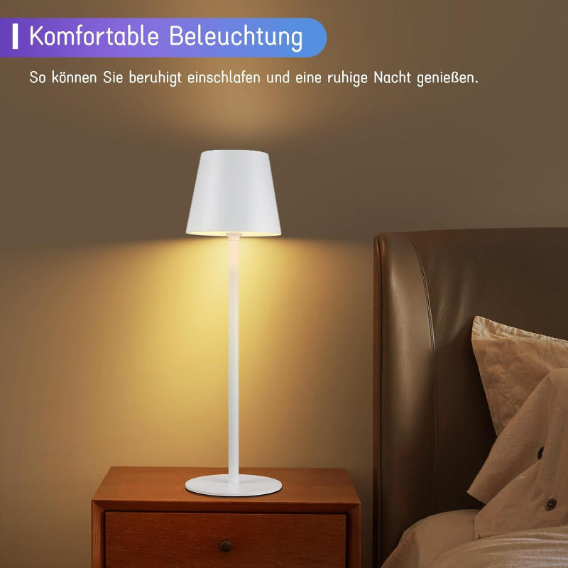 Homefire Tischlampe Kabellos LED Tischleuchte Akku - Outdoor Nachttischlampe RGB Touch Dimmbar Schreibtischlampe IP54 Bettlampe Tisch USB Nachttischleuchte Schlafzimmer Aufladbar Weiß für Schreibtisch [Energieklasse D] - Homefire