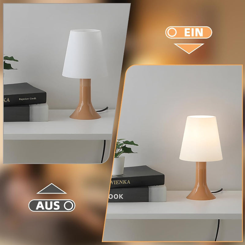 Homefire Tischleuchte Wohnzimmer Nachttischlampe mit Kabel - Tischlampe 2er Set Kleine Lampe E14 Tischlampen Moderne Landhausstil für Esstisch Schlafzimmer Khaki - Ohne Leuchtmittel - Homefire